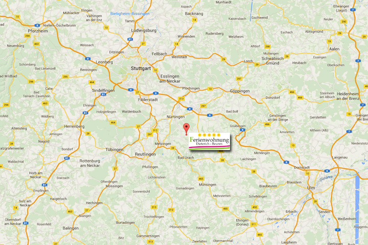 Lage, Standort Ferienwohnung Dieterich in Beuren (Quelle: google Maps Profil)